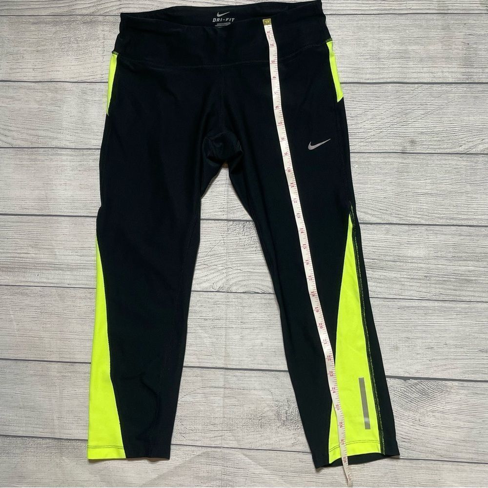 Nike Dri-Fit Crop Workout Leggings Bright Yellow Accent - Picture 11 of 11
